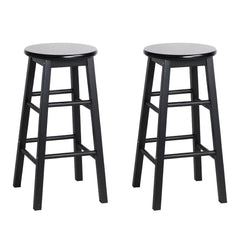 Artiss 2x Wooden Bar Stools Bar Stool Dining Chairs Kitchen Black Barstools