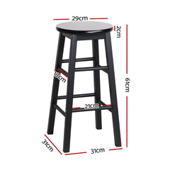 Artiss 2x Wooden Bar Stools Bar Stool Dining Chairs Kitchen Black Barstools