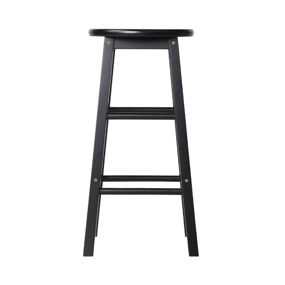 Artiss 2x Wooden Bar Stools Bar Stool Dining Chairs Kitchen Black Barstools