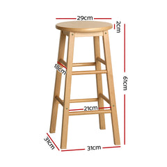 Artiss 2x Wooden Bar Stools Bar Stool Dining Chairs Kitchen Nature Barstools