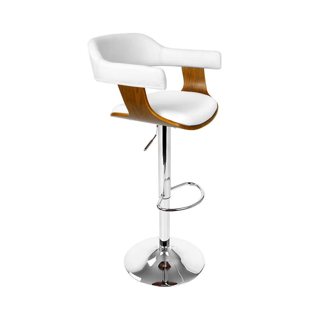 Artiss Wooden Bar Stool SELINA Kitchen Swivel Bar Stool Chair Leather White