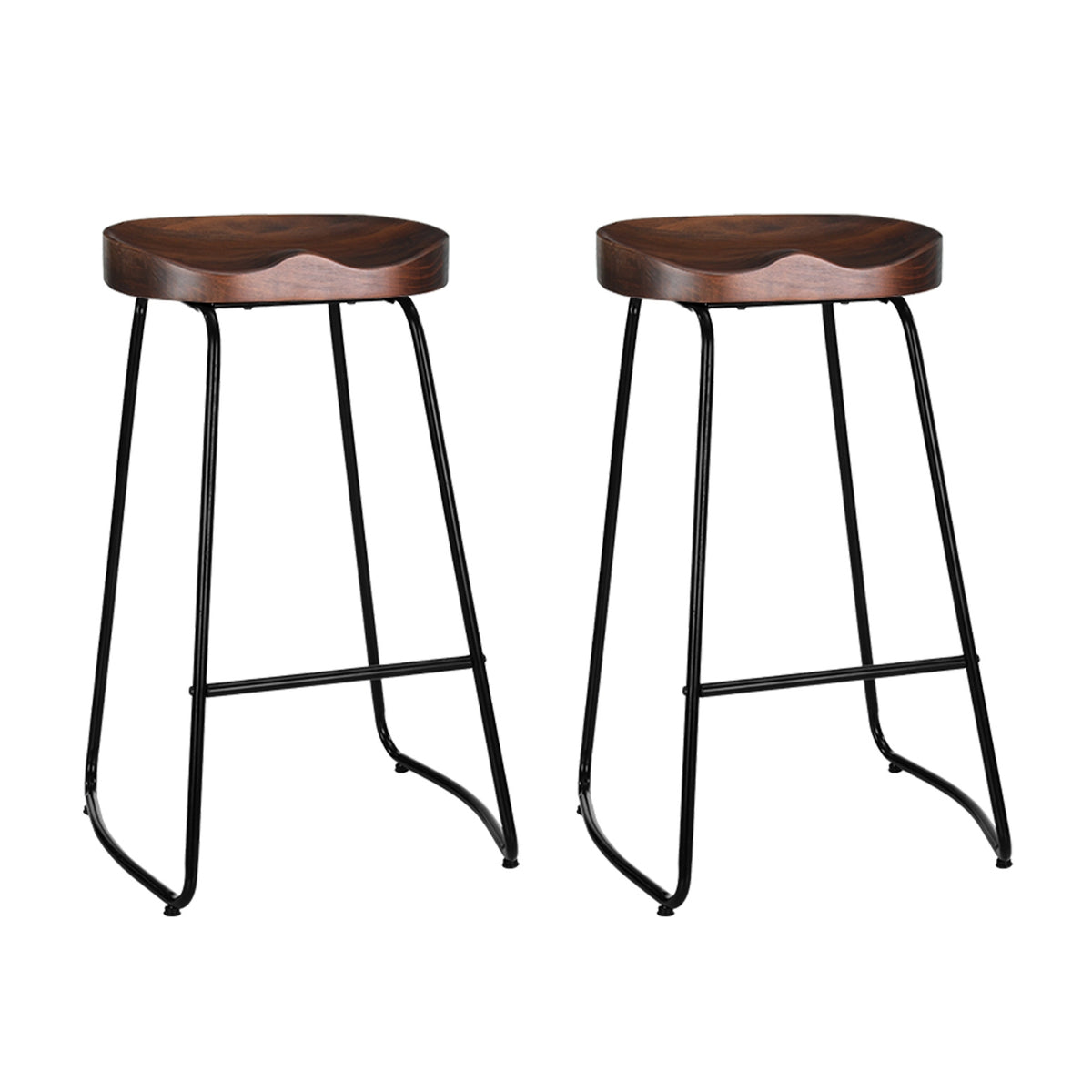 Artiss Vintage Tractor Bar Stools Retro Bar Stool Industrial Chairs Black 75cm High x2