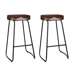 Artiss Vintage Tractor Bar Stools Retro Bar Stool Industrial Chairs Black 75cm High x2