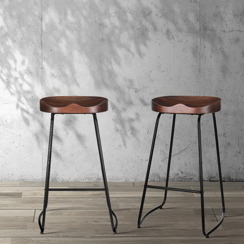 Artiss Vintage Tractor Bar Stools Retro Bar Stool Industrial Chairs Black 75cm High x2