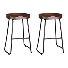 Artiss Vintage Tractor Bar Stools Retro Bar Stool Industrial Chairs Black 65cm High x2