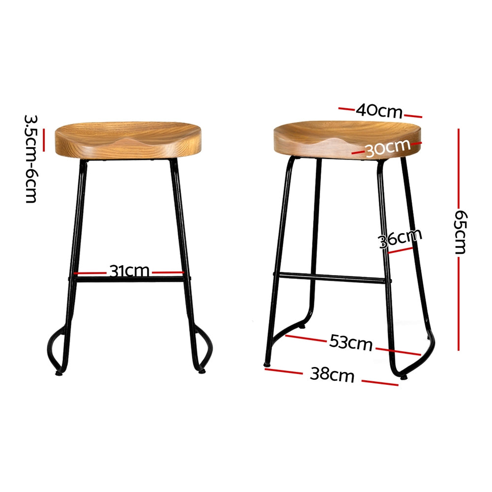 Artiss 2 x Vintage Tractor Bar Stools Retro Bar Stool Industrial Chairs 65cm