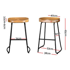 Artiss 2 x Vintage Tractor Bar Stools Retro Bar Stool Industrial Chairs 65cm