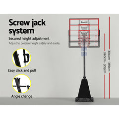 Everfit 3.05M Basketball Hoop Stand System Adjustable Height Portable Red Pro