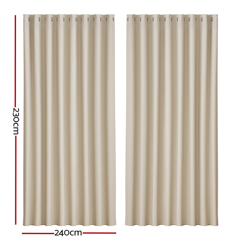 Artiss 2X Blockout Curtains Eyelet 240x230cm Beige