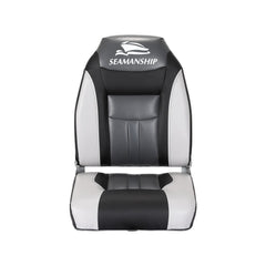 Seamanship 2X Folding Boat Seats Marine Seat Swivel High Back 12cm Padding Black