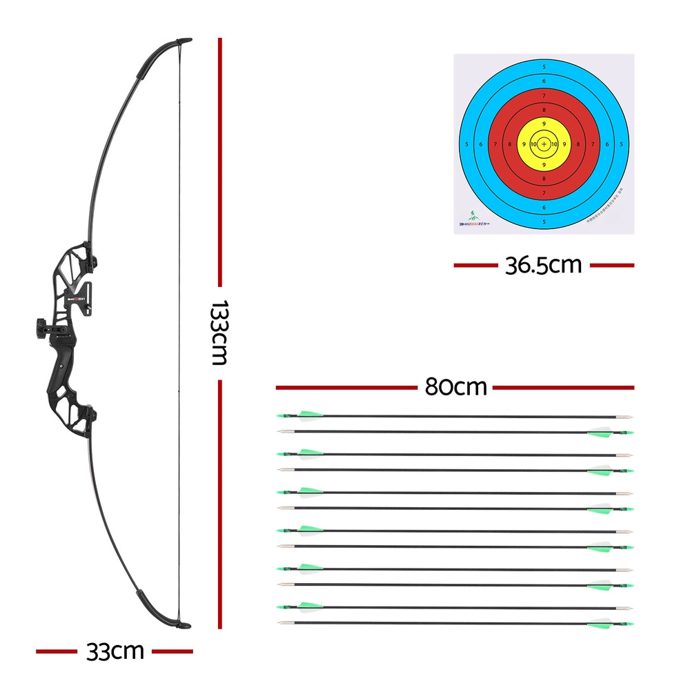 Everfit 55lbs Bow Arrow Set Recurve Takedown Archery Hunting for Beginner Green