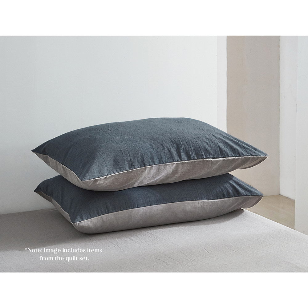 Cosy Club Cotton Bed Sheets Set Navy Grey Cover Single