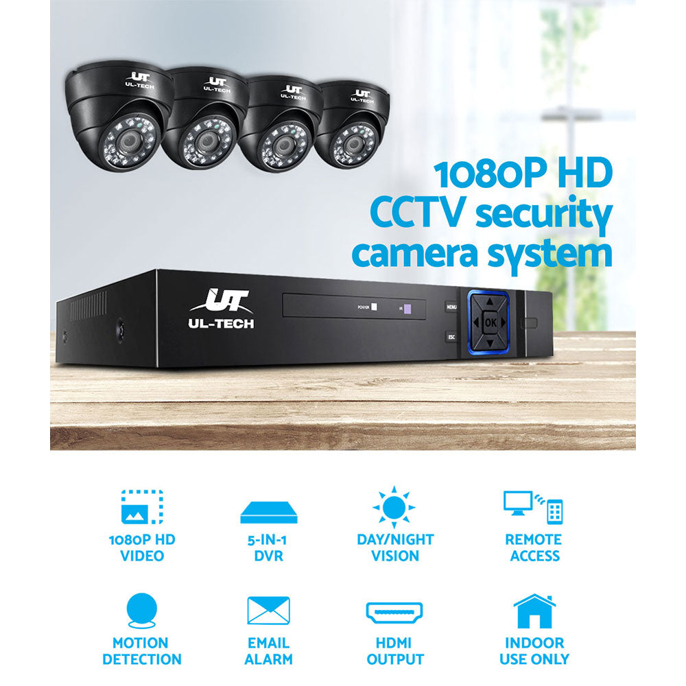 UL-tech CCTV Security System 4CH DVR 4 Cameras 1080p