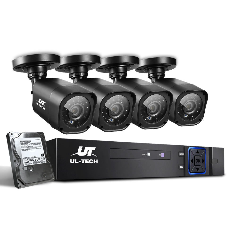 UL-tech CCTV Security System 4CH DVR 4 Cameras 2TB Hard Drive