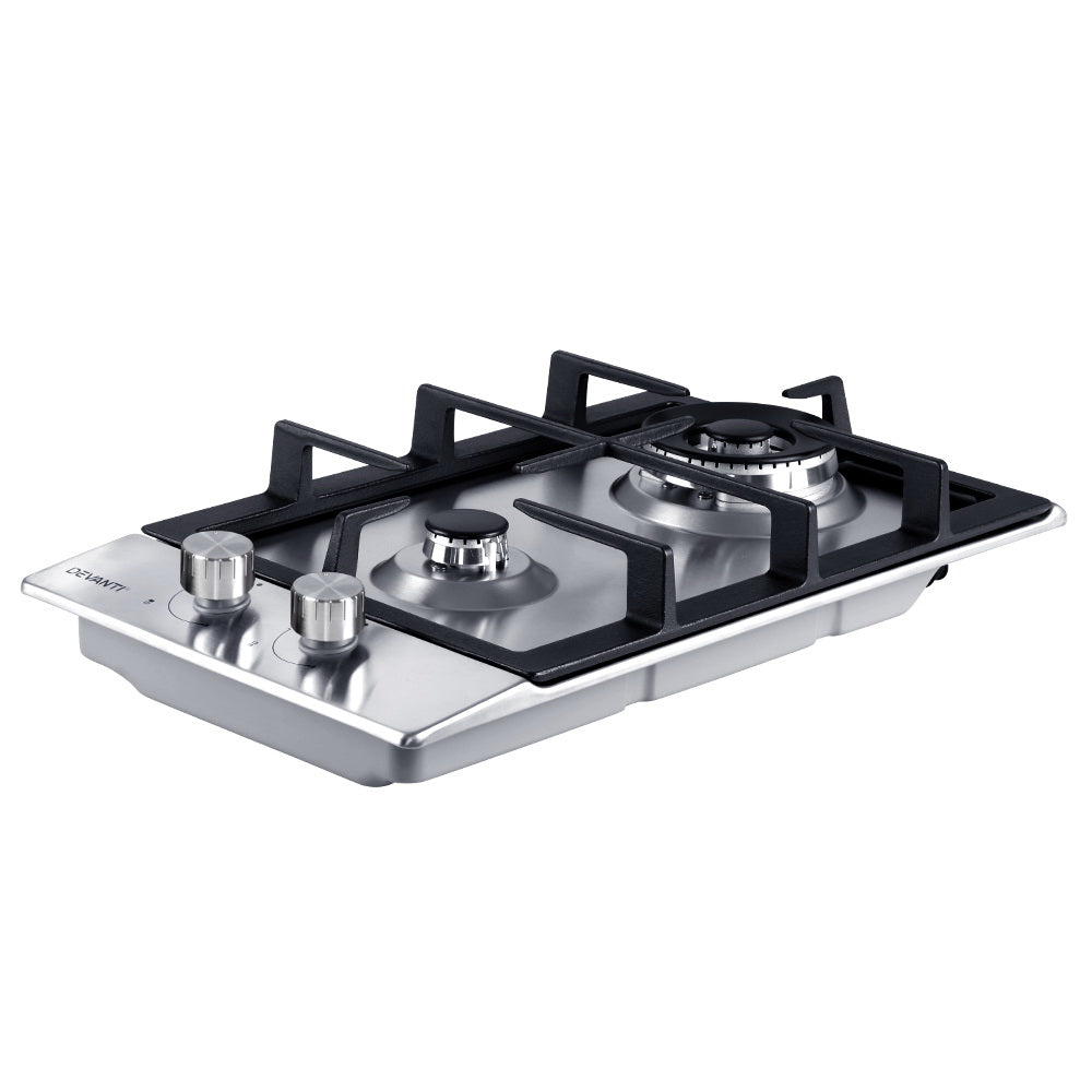 Devanti Gas Cooktop 30cm 2 Burner Silver