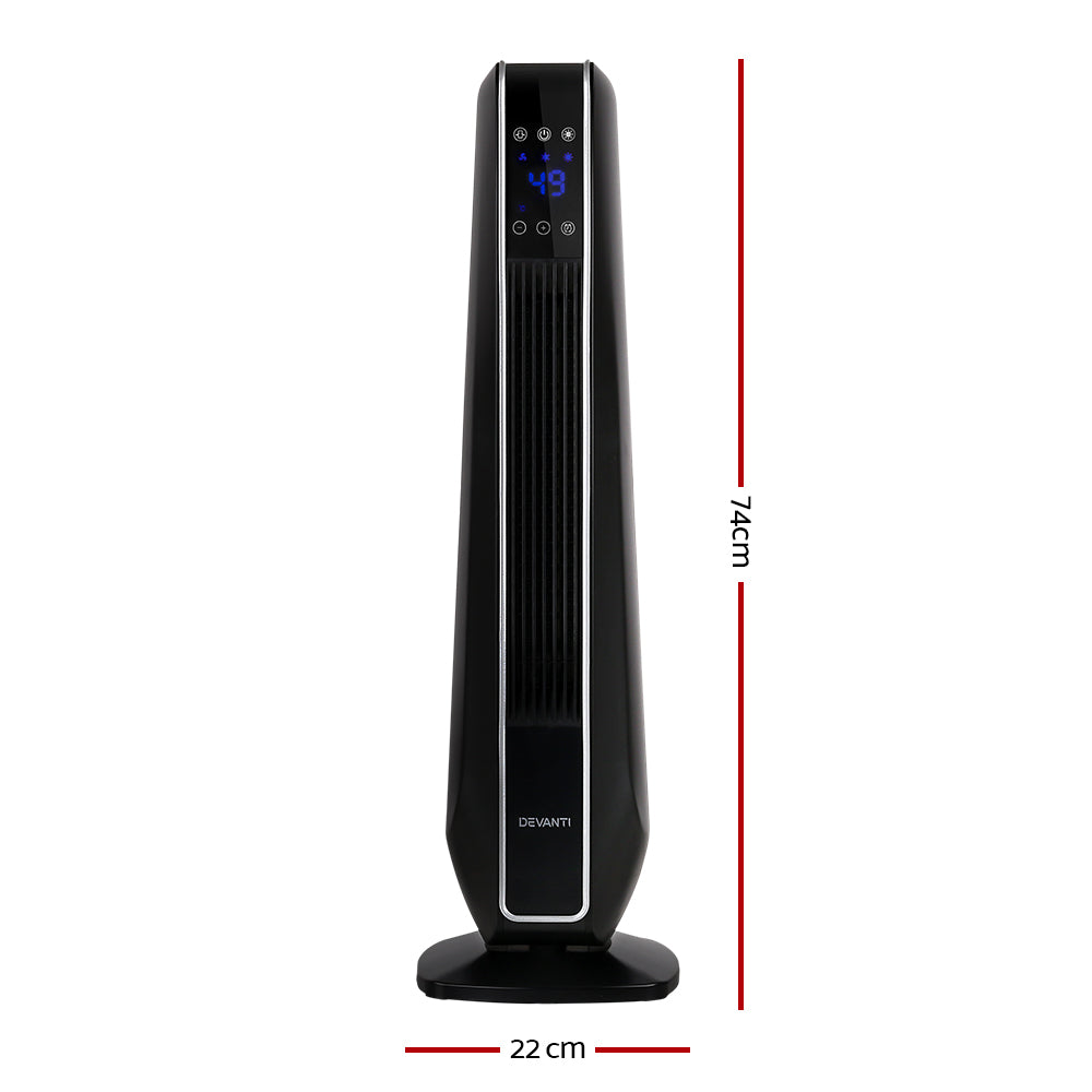 Devanti Electric Ceramic Tower Heater Portable Oscillating Remote Control 2400W