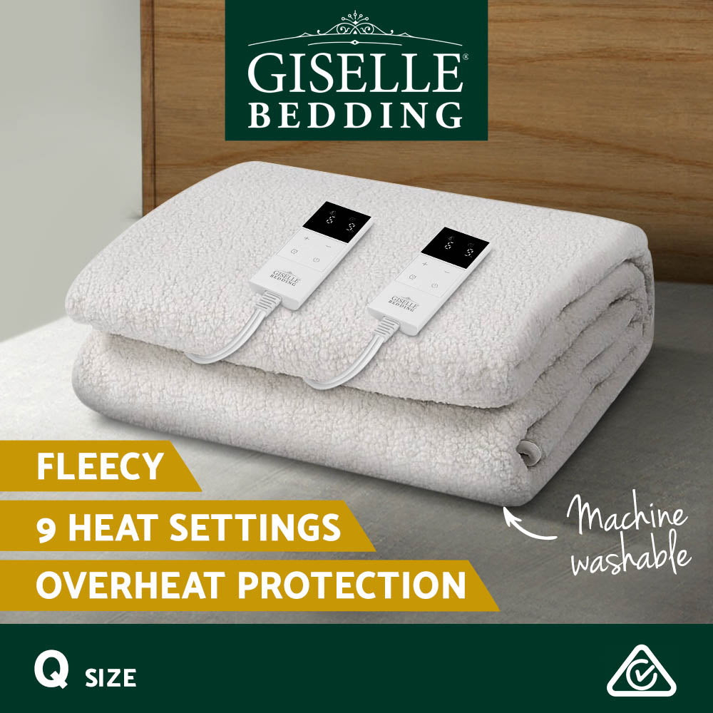 Giselle Electric Blanket Queen Fitted Heated Pad Fleecy Underlay Washable Winter