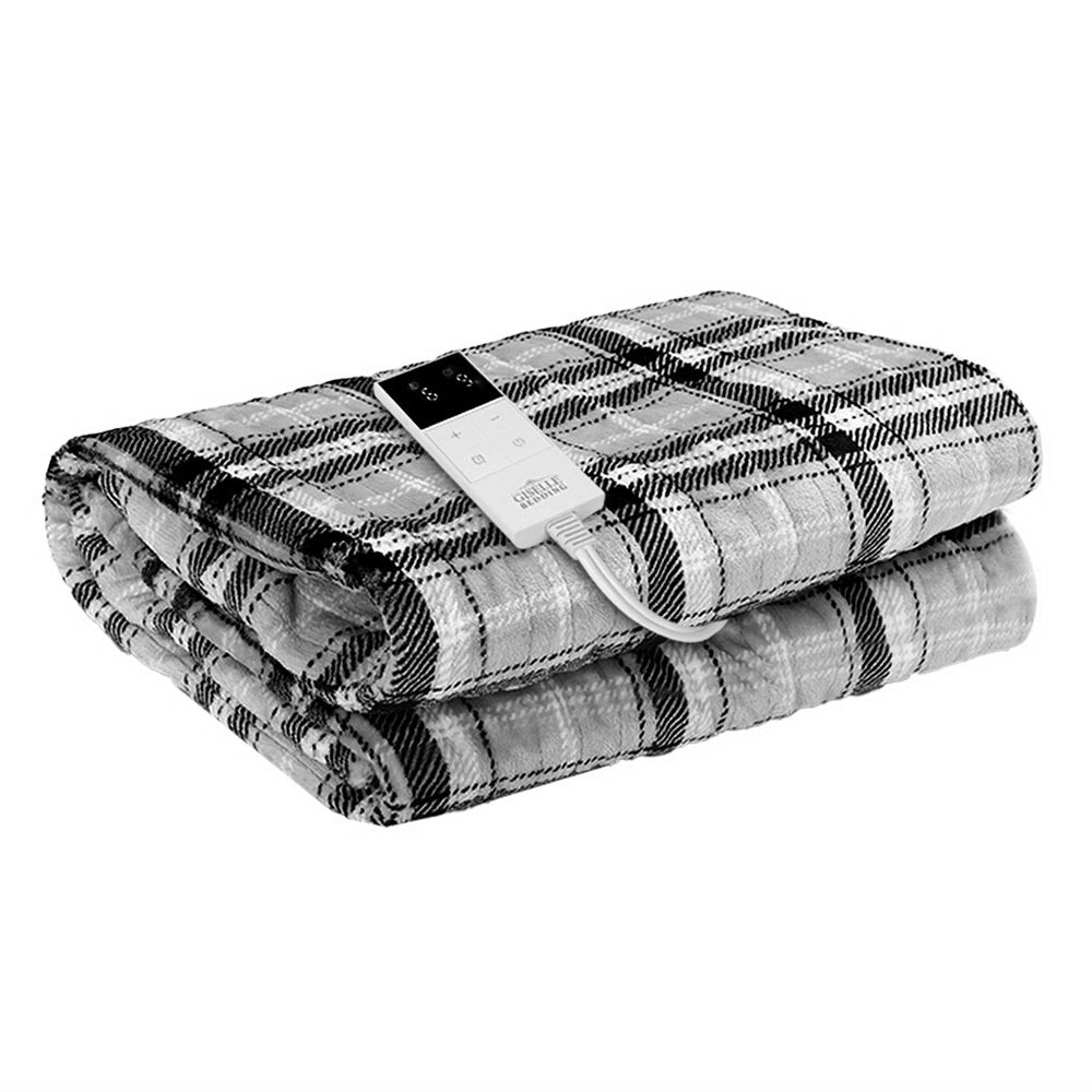 Giselle Electric Throw Rug Heated Blanket Washable Snuggle Flannel Winter Grey