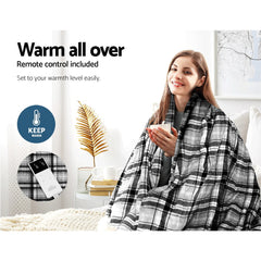 Giselle Electric Throw Rug Heated Blanket Washable Snuggle Flannel Winter Grey