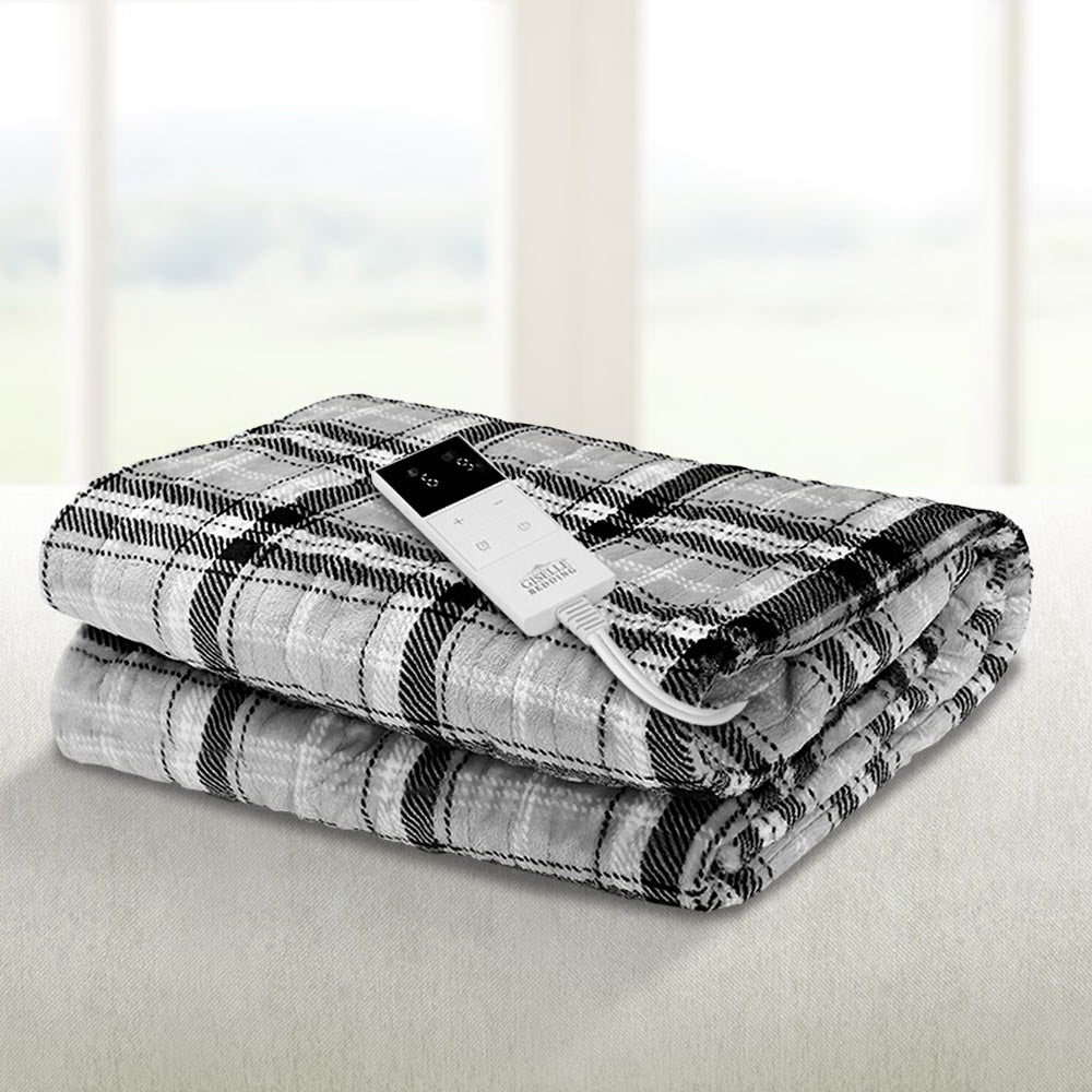 Giselle Electric Throw Rug Heated Blanket Washable Snuggle Flannel Winter Grey