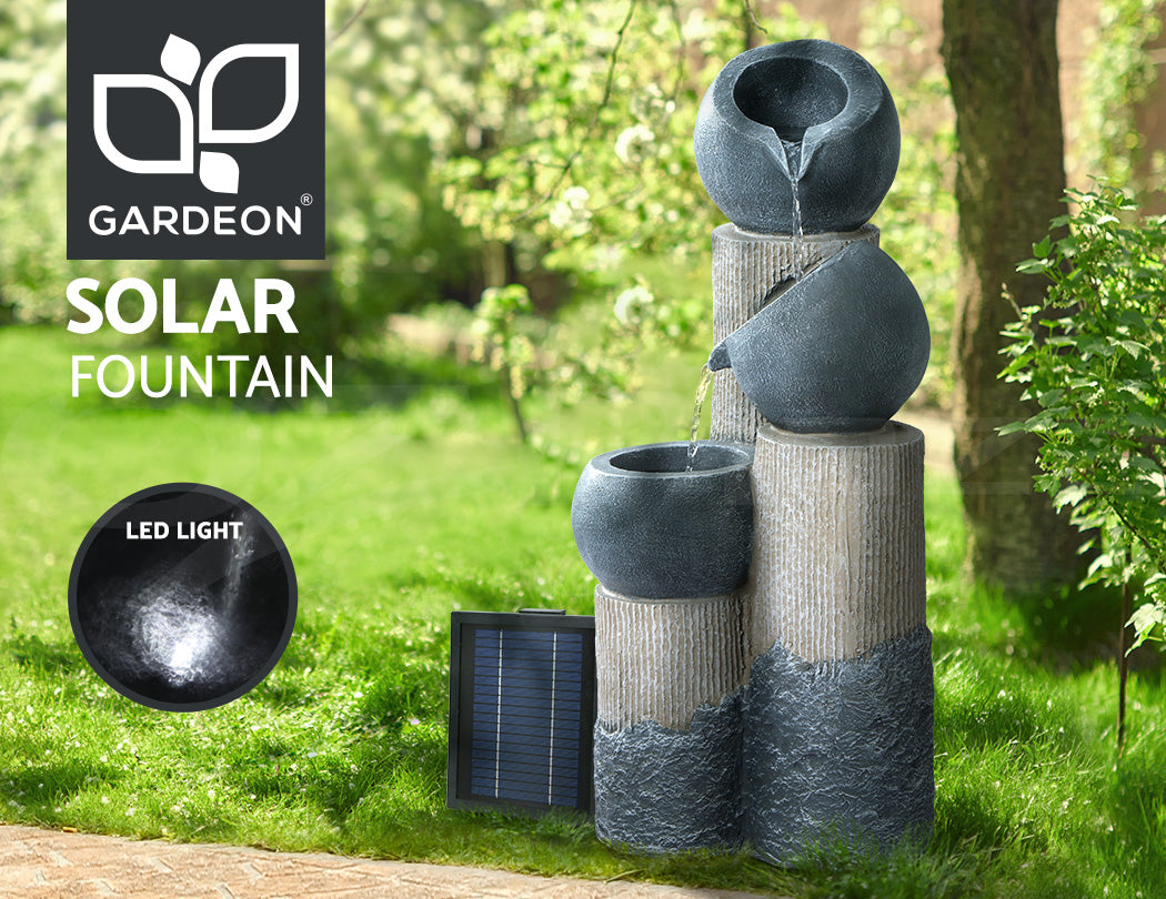 Gardeon Solar Water Feature with LED Lights 3 Tiers 76cm