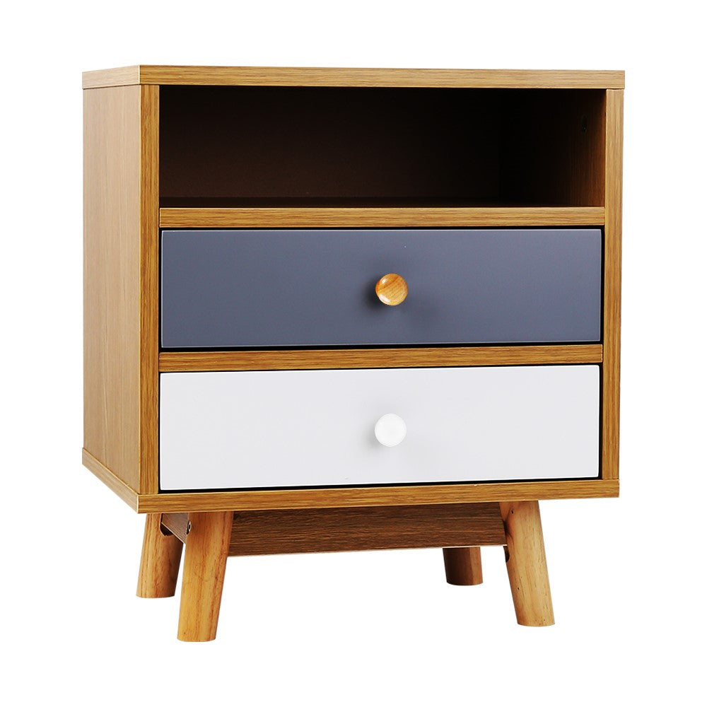 Artiss Bedside Tables Side Table 2 Drawers Nightstand Bedroom Cabinet Wood