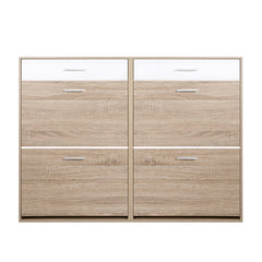 Artiss 2 Tier Shoe Cabinet - Wood