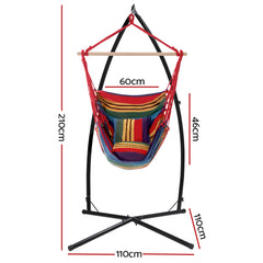 Gardeon Hammock Chair Outdoor Camping Hanging with Steel Stand Rainbow