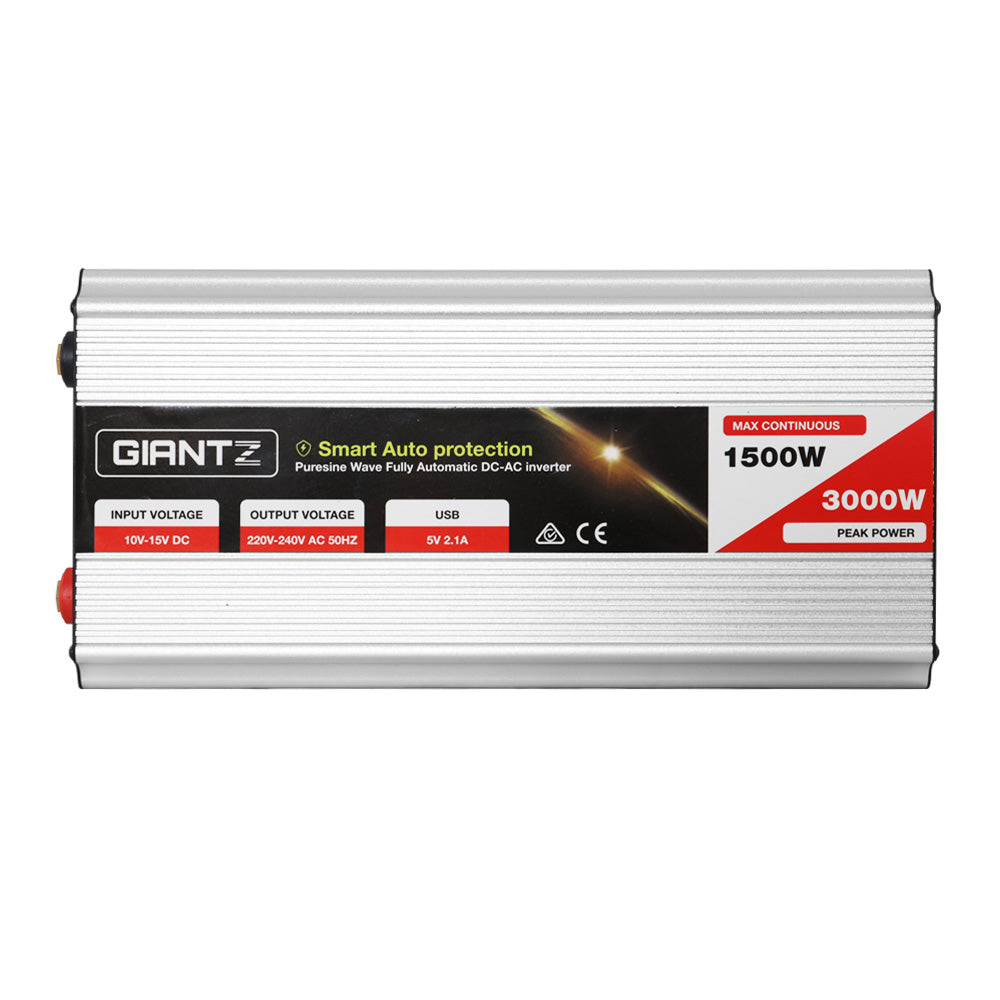 Giantz 1500W/3000W Pure Sine Wave Power Inverter 12V to 240V Camping Car Boat