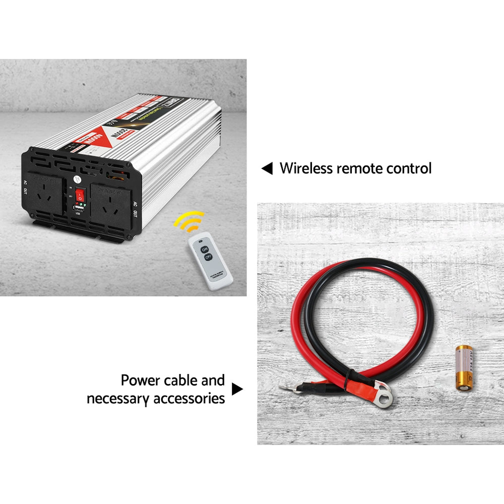 Giantz 2000W/4000W Pure Sine Wave Power Inverter 12V to 240V Camping Car Boat