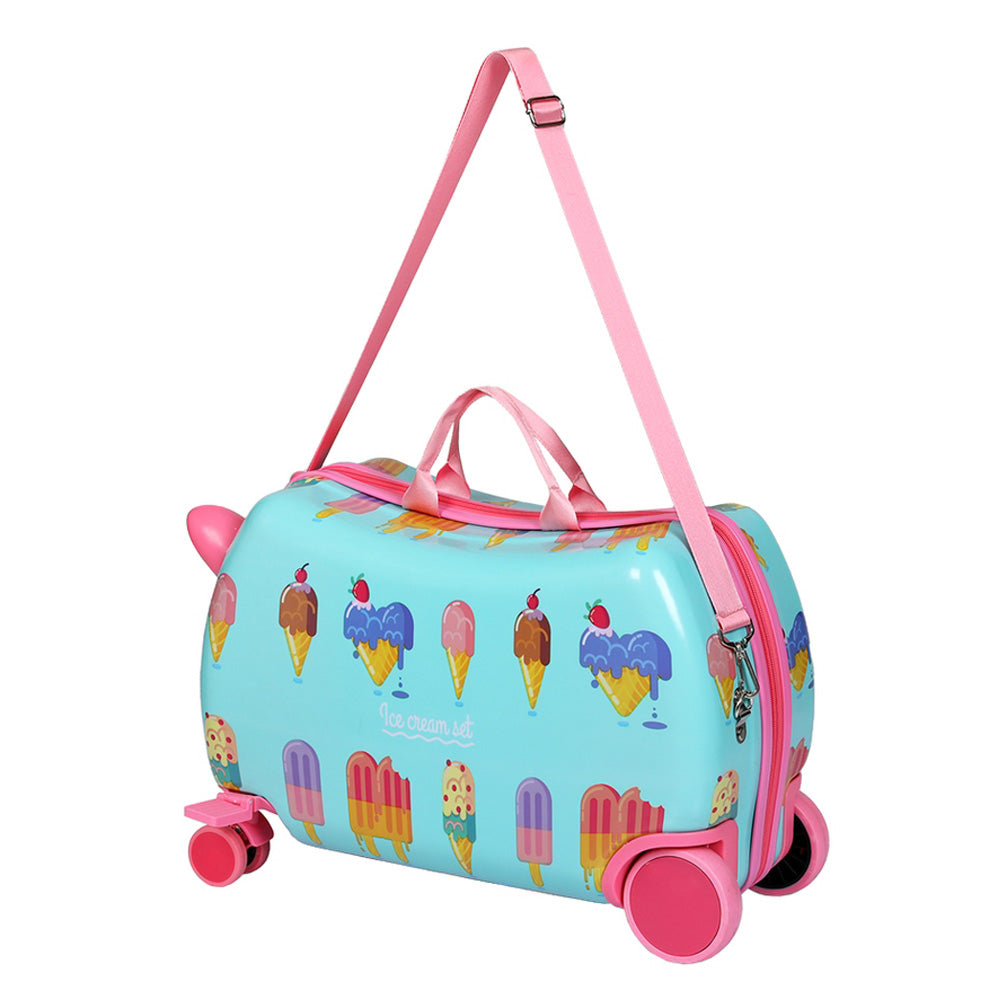 Wanderlite 17" Kids Ride On Luggage Children Suitcase Trolley Travel Ice Cream