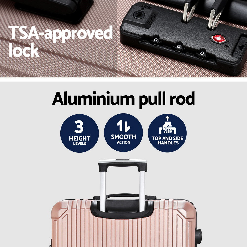 Wanderlite 28'' Luggage Travel Suitcase Set TSA Carry On Hard Case Rose Gold