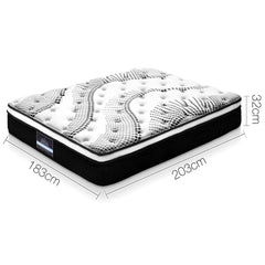 Giselle Bedding Como Euro Top Pocket Spring Mattress 32cm Thick King