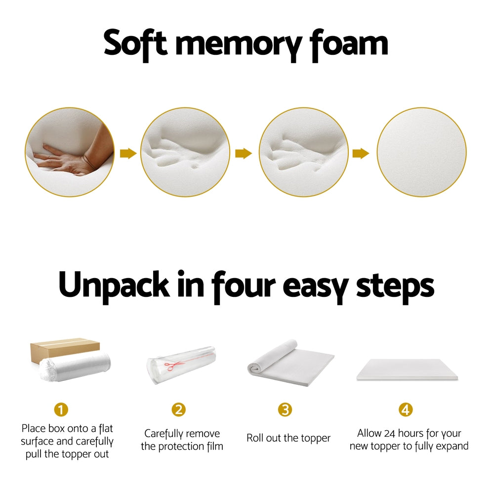 Giselle Bedding Memory Foam Mattress Topper 7-Zone Airflow Pad 8cm Single White