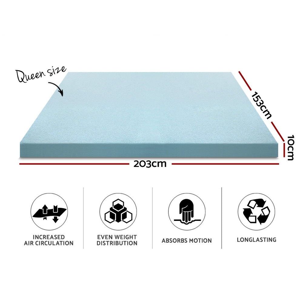 Giselle Bedding Memory Foam Mattress Topper Cool Gel 10cm Queen