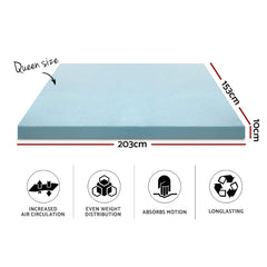 Giselle Bedding Memory Foam Mattress Topper Cool Gel 10cm Queen