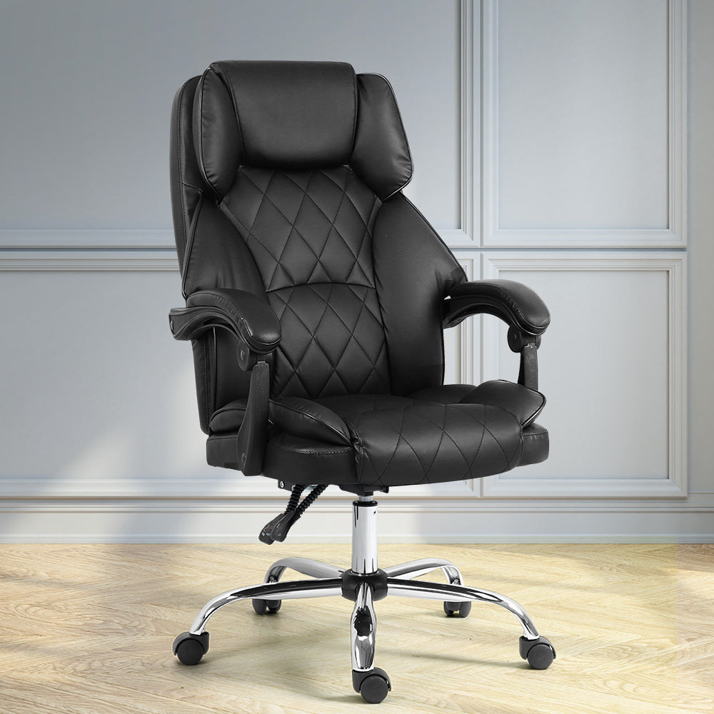 Artiss Executive Office Chair Leather Gaming Computer Desk Chairs Recliner Black