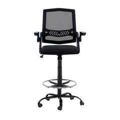 Artiss Office Chair Veer Drafting Stool Mesh Chairs Flip Up Armrest Black