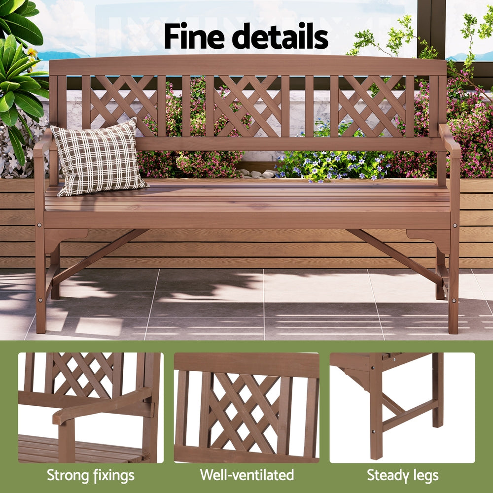 Gardeon Outdoor Garden Bench Wooden Chair 3 Seat Patio Furniture Lounge Natural