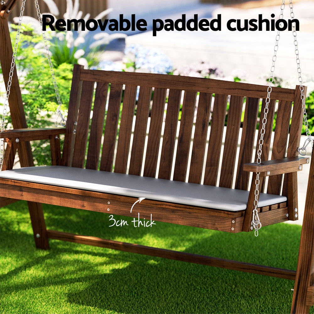 Gardeon Wooden Swing Chair Garden Bench Canopy 3 Seater Outdoor Furniture