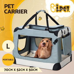 i.Pet Pet Carrier Large Soft Crate Dog Cat Travel Portable Cage Kennel Foldable