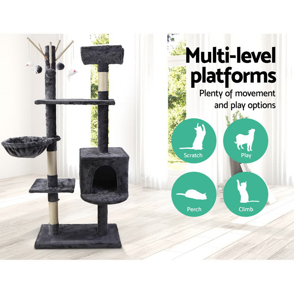 i.Pet Cat Tree 140cm Trees Scratching Post Scratcher Tower Condo House Furniture Wood