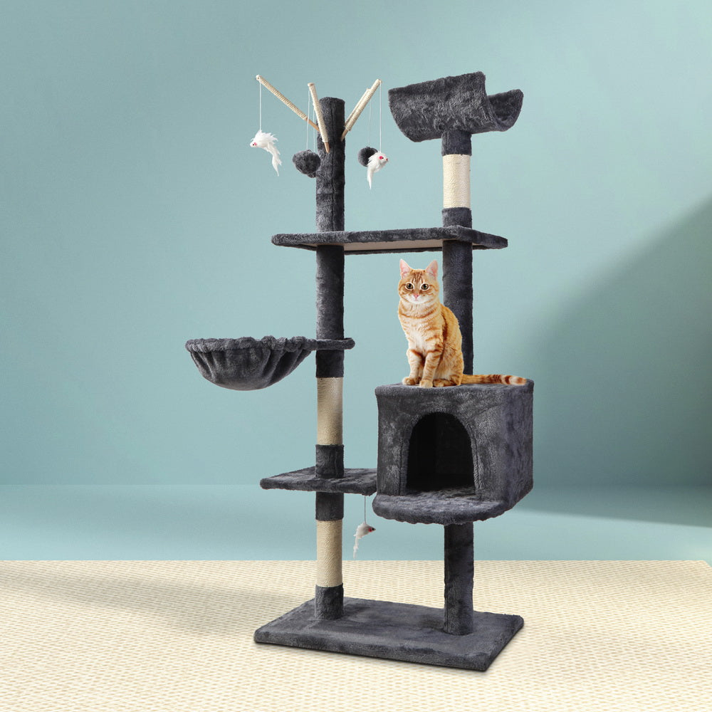 i.Pet Cat Tree 140cm Trees Scratching Post Scratcher Tower Condo House Furniture Wood