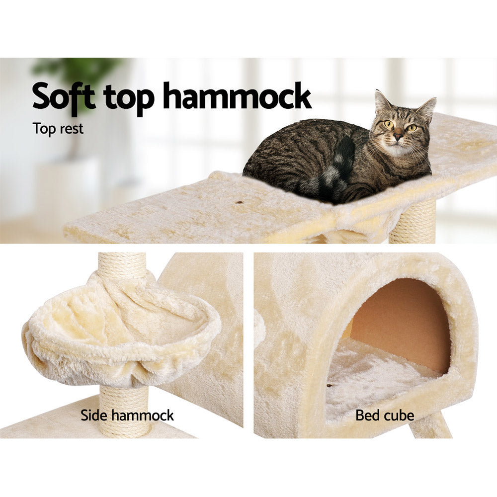 i.Pet Cat Tree Trees Scratching Post Scratcher Condo Tower House Bed Beige 100cm