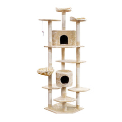 i.Pet Cat Tree 203cm Trees Scratching Post Scratcher Tower Condo House Furniture Wood Beige