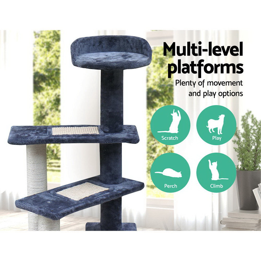 i.Pet Cat Tree Tower Scratching Post Wood Scratcher Condo House Climbing 100cm