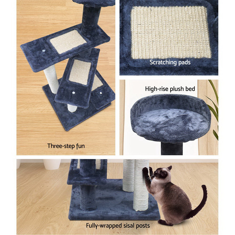 i.Pet Cat Tree Tower Scratching Post Wood Scratcher Condo House Climbing 100cm