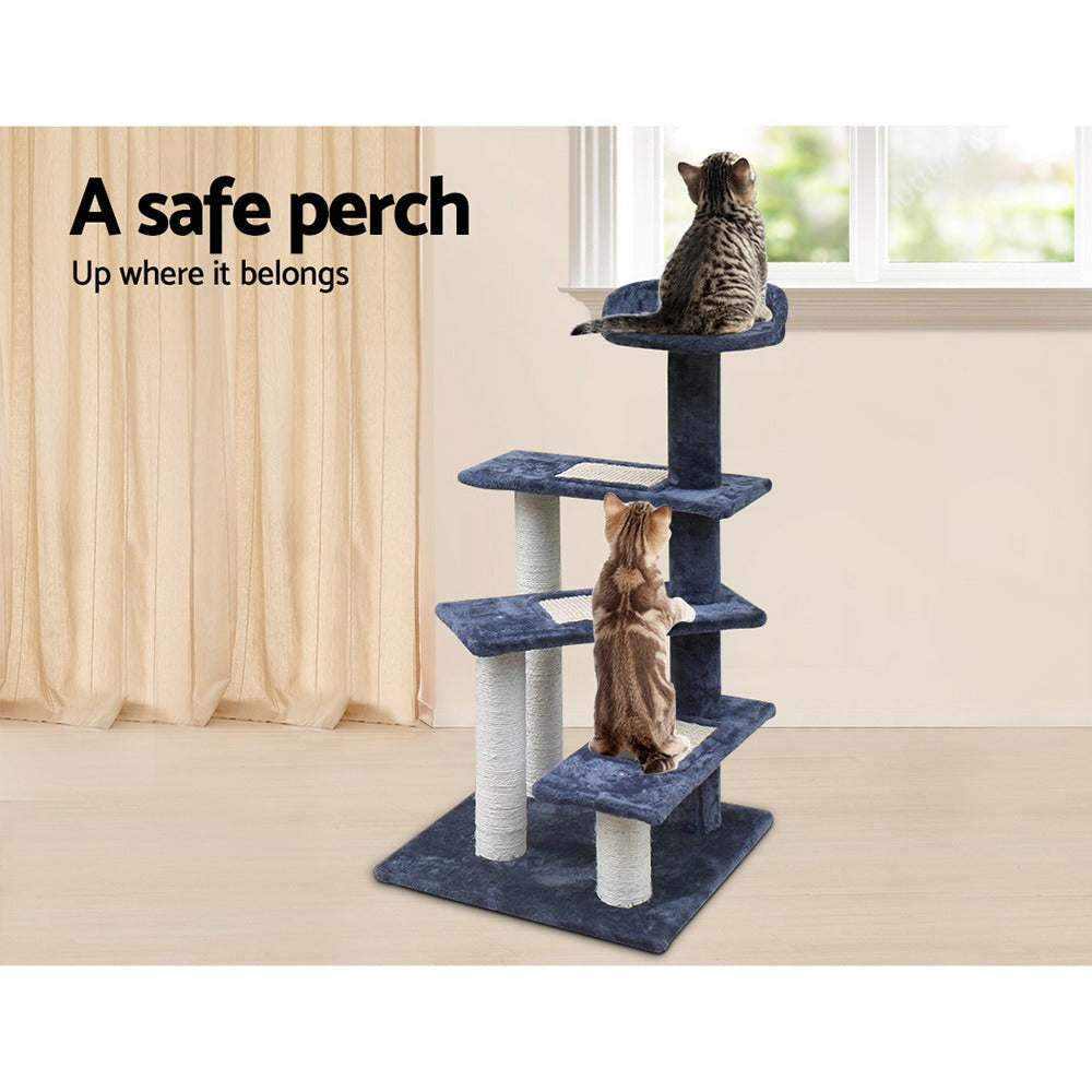 i.Pet Cat Tree Tower Scratching Post Wood Scratcher Condo House Climbing 100cm