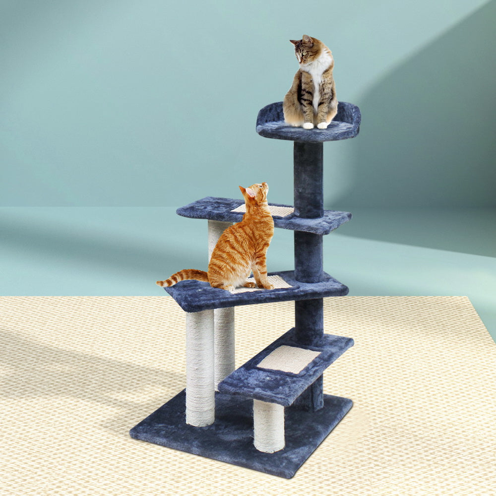 i.Pet Cat Tree Tower Scratching Post Wood Scratcher Condo House Climbing 100cm