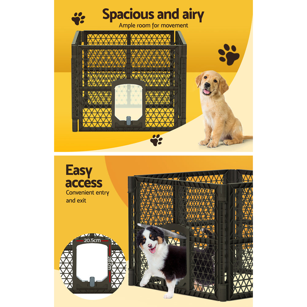 i.Pet Dog Playpen Enclosure 4 Panel Pet Fence Plastic Play Pen